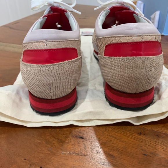 Lanvin Sneakers pink red silver python exotic lambskin lace up 39 us 9 Rose NWT - Picture 6 of 16